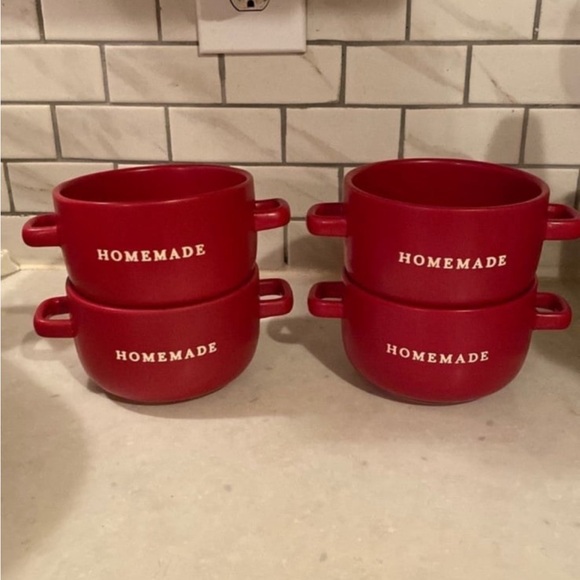 Other - Homemade Red Soup Bowls Set of 4